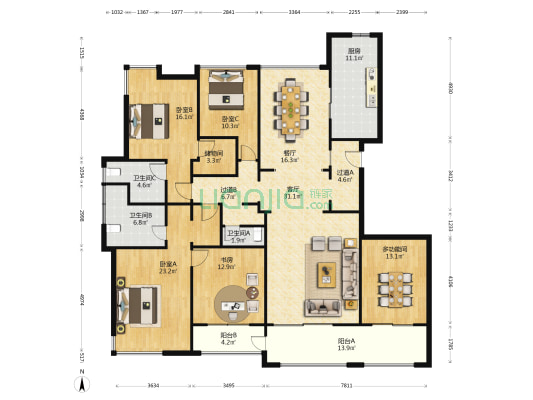 隆和府 5室2厅3卫 168平方