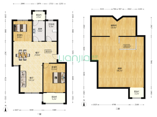 锦城苑 2室2厅1卫 143平方