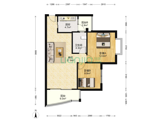 阳光九里 2室1厅1卫 83平方
