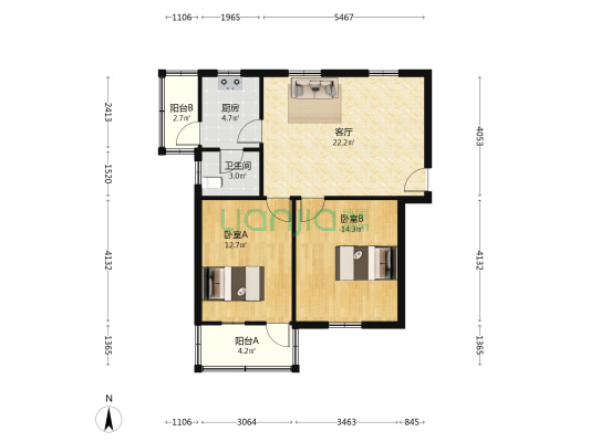 东河小区 2室1厅1卫 77平方