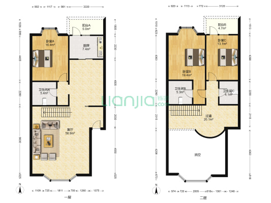 世纪锦苑 3室1厅3卫 175平方