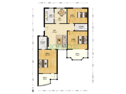 泺安花园 3室2厅2卫 141平方