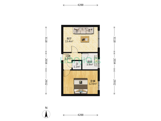 甘肃省金属公司家属院 1室1厅1卫 50平方