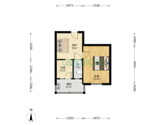 经八路 1室1厅1卫 40平方