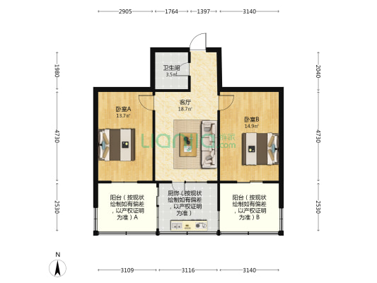 看守所家属院 2室1厅1卫 86平方