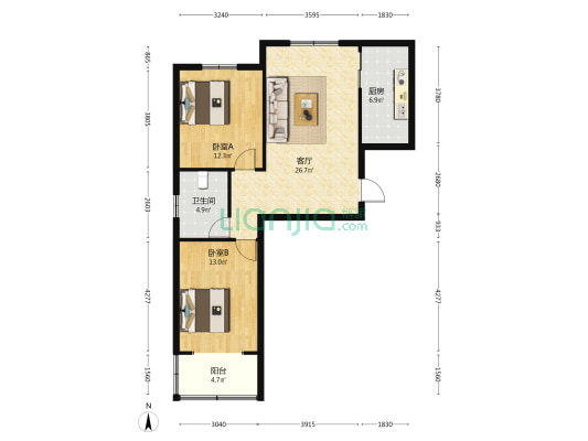 金泽苑小区 2室1厅1卫 91平方