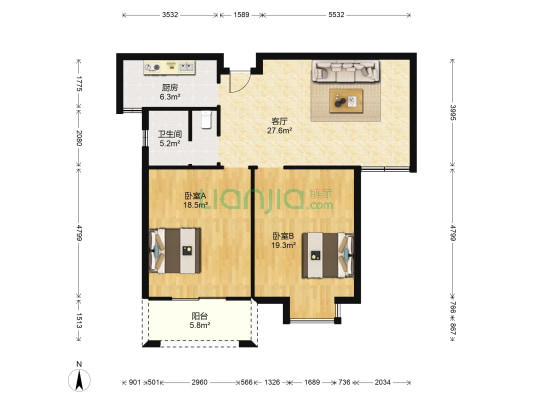 盛唐雅苑 2室1厅1卫 101平方