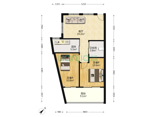 闻宅公寓 2室1厅1卫 78平方