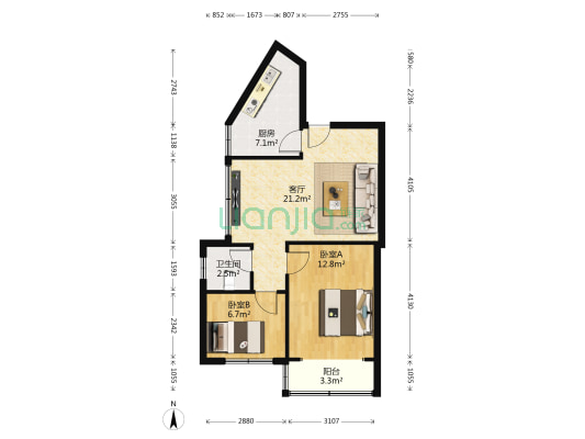 长庆和兴园 2室1厅1卫 62平方