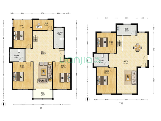 新城花园（吴江） 6室2厅3卫 246平方