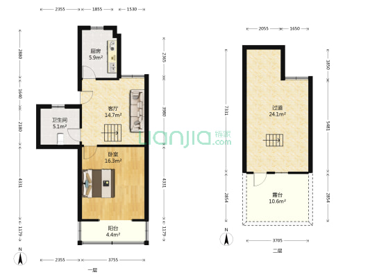 南星公寓 1室1厅1卫 86平方