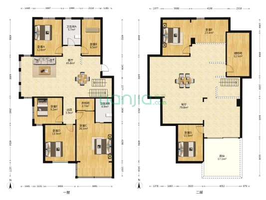 星都家园 7室2厅2卫 154平方