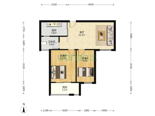 佳和名居 2室1厅1卫 75平方