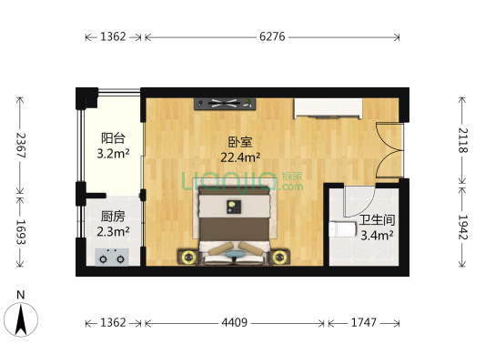 淮矿馥邦天下 1室0厅 西