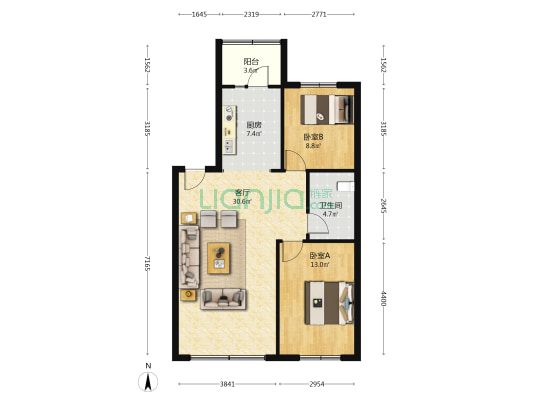 滨才新天地四期城市主场 2室1厅1卫 97平方