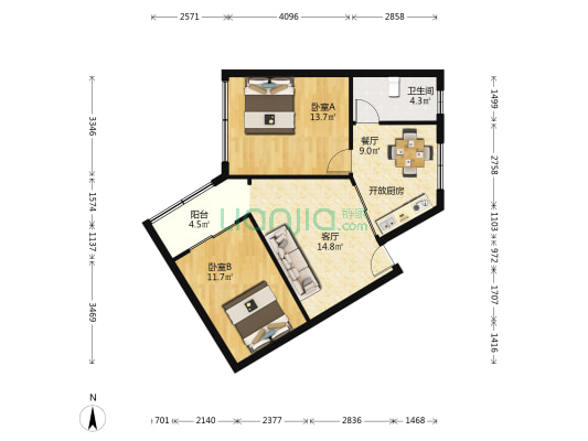 平利路38弄 2室2厅1卫 81平方