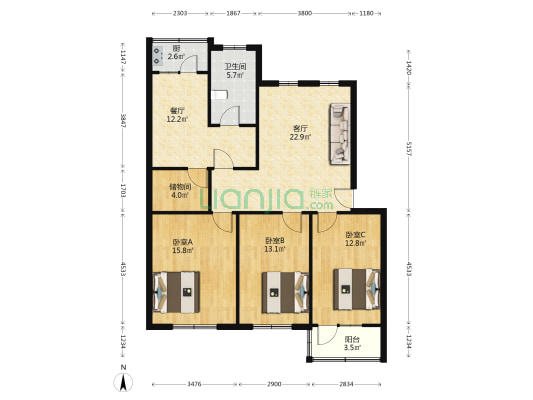 交通局家属院 3室2厅1卫 116平方