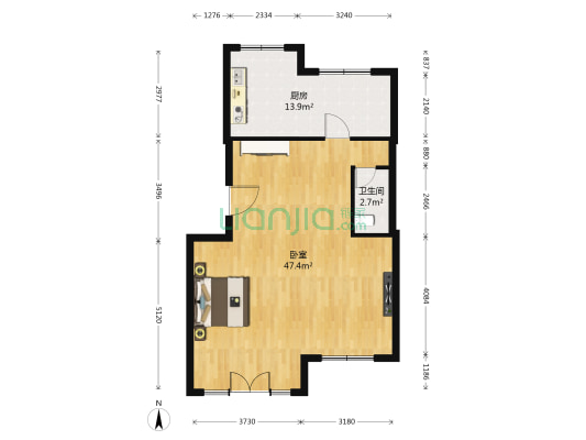 锦城西园 1室0厅1卫 83平方