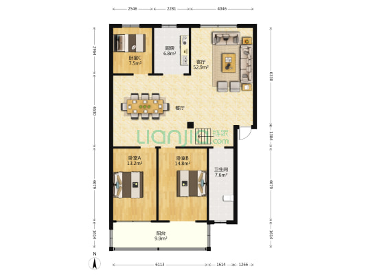 凤凰雅苑 3室1厅1卫 132平方