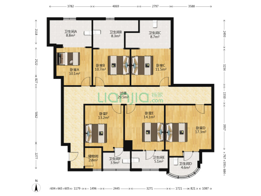 新楚麓山才苑 6室0厅6卫 181平方