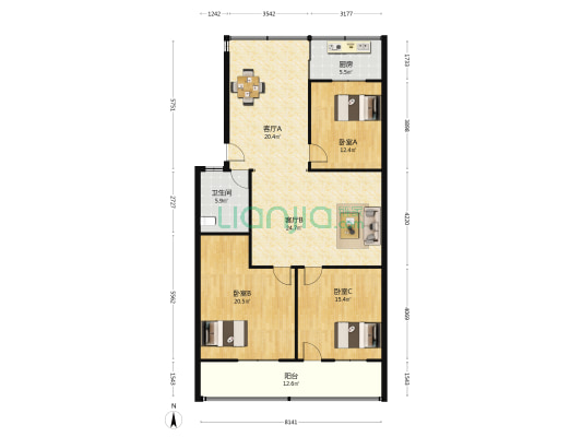 南辛庄西路231号 3室2厅1卫 131平方