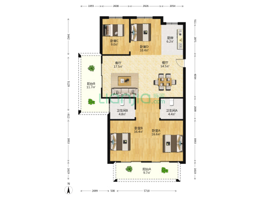 金都花苑(桐乡市) 4室2厅2卫 151平方