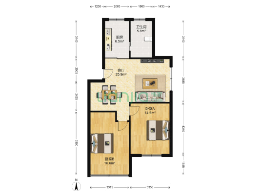 紫薇二村北区 2室1厅1卫 89平方