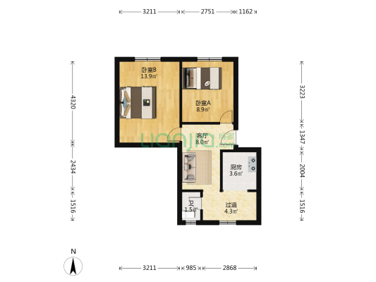 光明巷 2室1厅1卫 58平方