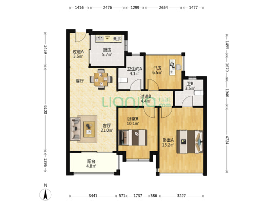 堇麟上府 3室1厅2卫 101平方