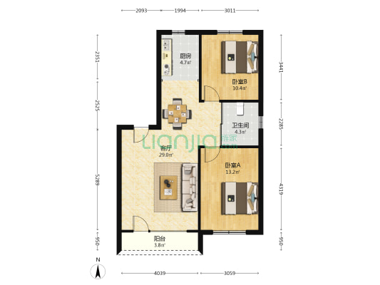龍府·御桂園 2室1厅1卫 84平方