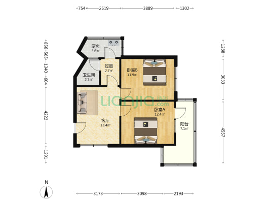 琅沟电厂宿舍 2室1厅1卫 65平方
