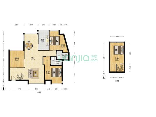 佳泰兴苑 3室1厅2卫 79平方