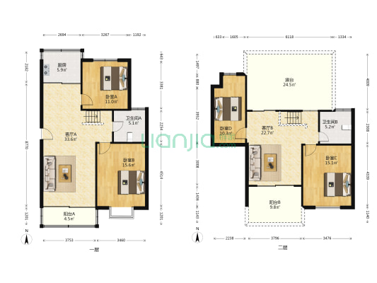 桃园春天 4室2厅2卫 161平方