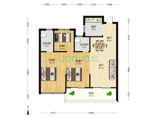 新希望锦麟天樾 3室2厅2卫 101平方