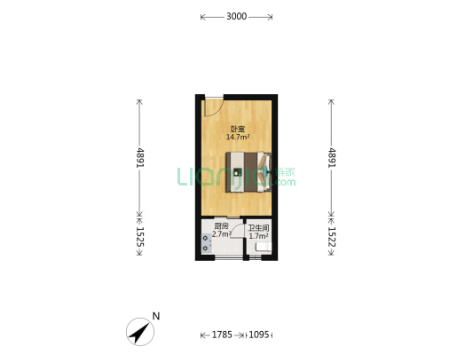 潜龙鑫茂花园C区 1室0厅1卫 26平方