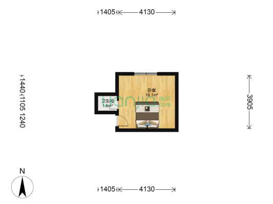 恒信花园D区 1室0厅1卫 148平方