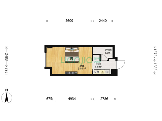 紫悦广场 1室0厅1卫 42平方