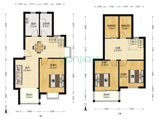 虎阜花园西区 3室1厅1卫 99平方