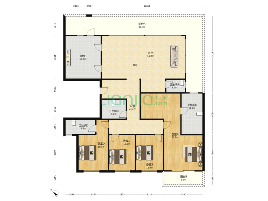 御景湾八号 4室1厅4卫 264平方