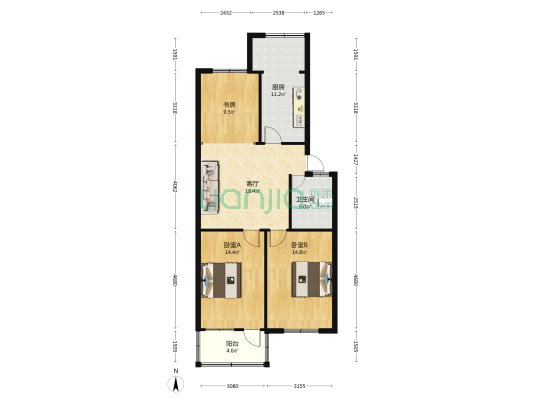 移动公司家属院 3室1厅1卫 88平方