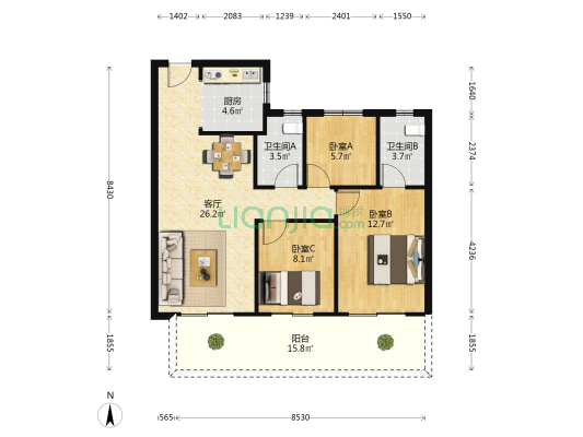 建发·五象和悦 3室1厅2卫 89平方