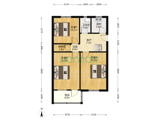 文二路58号 3室1厅1卫 72平方
