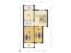 板楼社区单位住房 集中供暖 通透两居 户型方正-涿州自来水公司家属院户型图