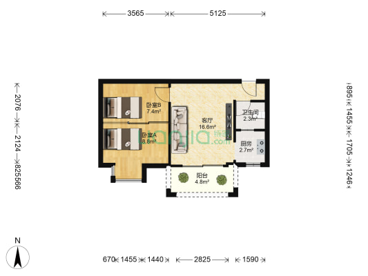集美平阳里小区 2室1厅1卫 47平方