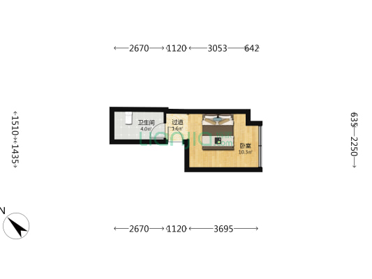 中国桐乡鞋业皮革城 1室0厅1卫 29平方