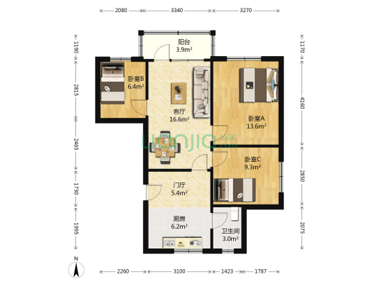 云康小区 3室1厅1卫 69平方