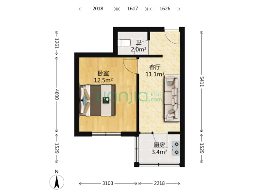 种子公司宿舍 1室1厅1卫 39平方