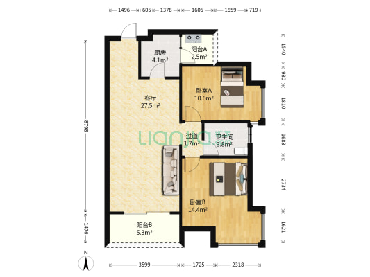 凤城明珠 2室1厅1卫 85平方