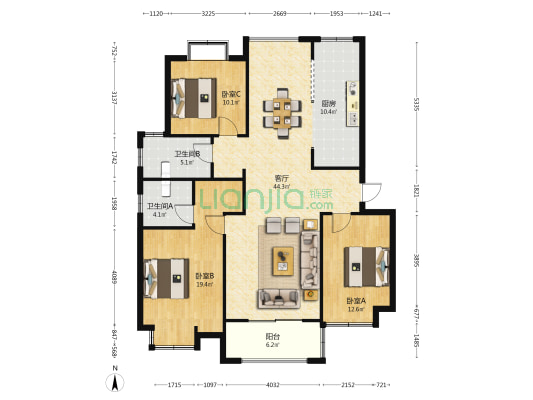 金鼎学府 3室1厅2卫 125平方