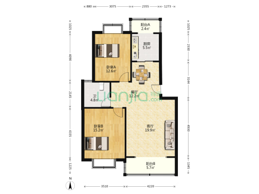 富秀苑 2室2厅1卫 92平方